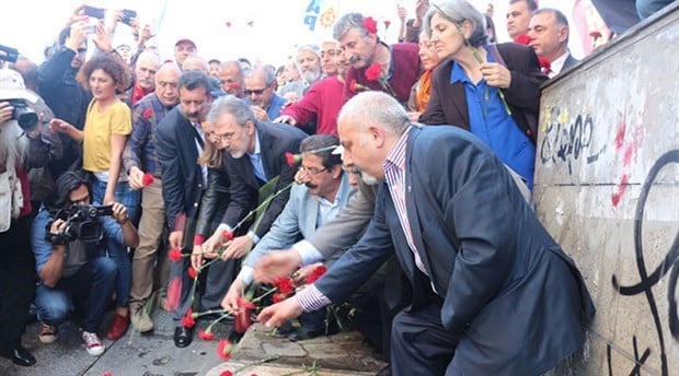 Workers who were killed in Taksim Square on Bloody May Day in 1977 commemorated