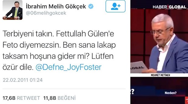 Mehmet Metiner, Gökçek’in Gülen’i savunduğu tweet’ini “İmamoğlu attı” diye okudu