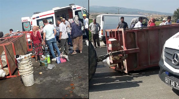 Traktörün römorku devrildi: 11 tarım işçisi yaralandı
