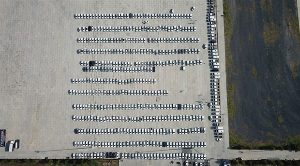 Yenikapı'ya getirilen yüzlerce araç havadan görüntülendi