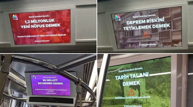 İBB’den toplu taşıma araçlarında Kanal İstanbul bilgilendirmeleri: Ya Kanal Ya İstanbul!