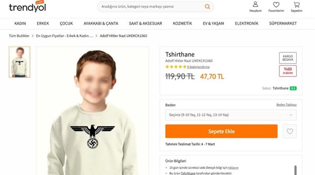 Popüler alışveriş sitelerinde Nazi sembolü baskılı çocuk giysisi satışı!