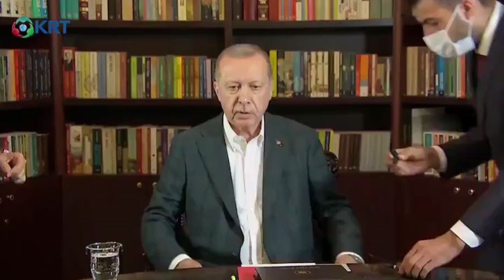 Erdoğan'ın yayın öncesi hazırlık görüntüleri ortaya çıktı