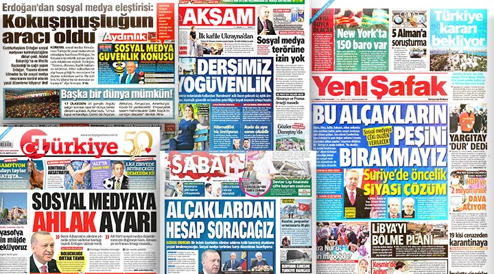 Yandaş gazeteler Erdoğan'ın sosyal medya açıklamasını nasıl gördü?