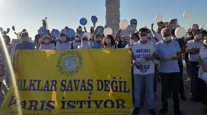 İzmir Emek ve Demokrasi Güçleri Alsancak’tan seslendi: Halklar savaş değil barış istiyor!