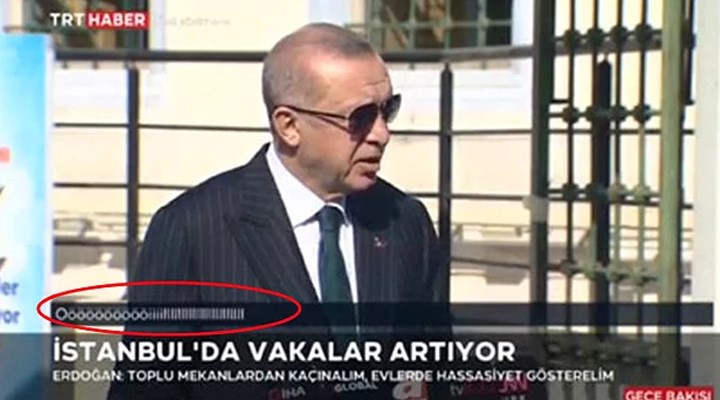 Erdoğan konuşurken TRT ekranında beliren yazıyla ilgili soruşturma başlatıldı