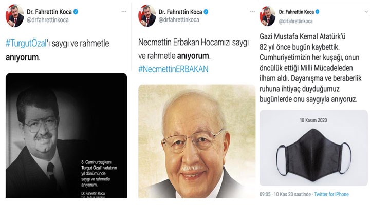 Bakan Fahrettin Koca'nın Atatürk paylaşımı tepki gördü