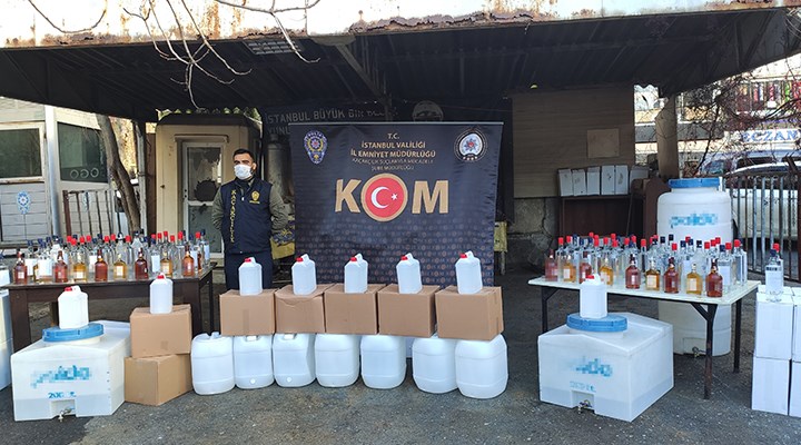 İstanbul'da 1.5 ton kaçak içki ele geçirildi