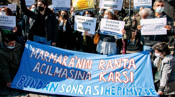 Marmara öğrencileri rant planını kabul etmiyor