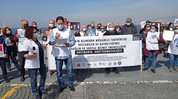 İzmir’de katledilen ve hayatını kaybeden sağlık çalışanları anıldı