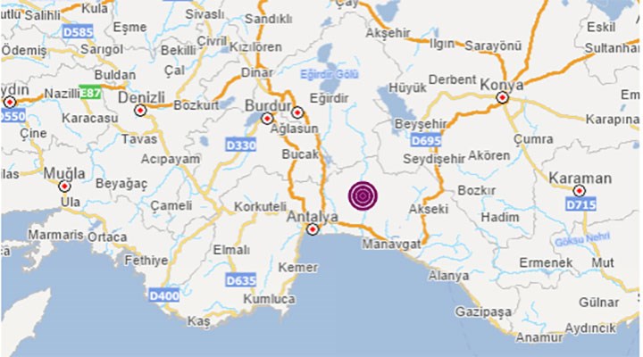 Manavgat'ta 3,5 büyüklüğünde deprem
