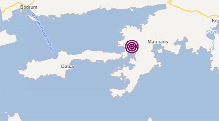 Marmaris'te 3,8 büyüklüğünde deprem