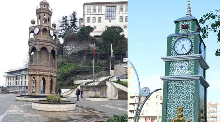 AKP’li Giresun Belediyesi, eskisini kaldırıp şehre estetikten yoksun yeni bir saat kulesi kazandırdı