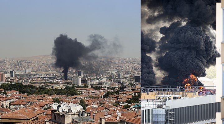 Ankara'da hastane inşaatında yangın
