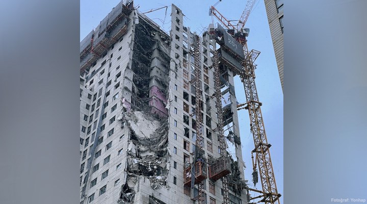 Güney Kore'de yapım aşamasındaki bir bina çöktü: 6 kayıp