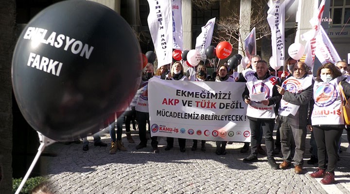 Kamu çalışanlarından balonlu protesto: AKP ve TÜİK değil, mücadele