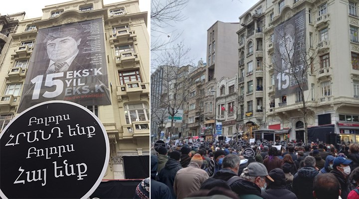 Hrant Dink, vurulduğu yerde anıldı: Faşizme inat kardeşimsin Hrant!