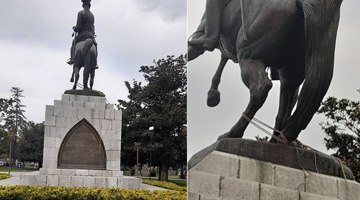 Samsun'da Atatürk anıtına saldıran iki kişi adliyeye sevk edildi