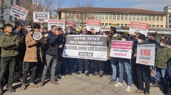 Antep’te elektrik zamları ve düşük ücretler protesto edildi