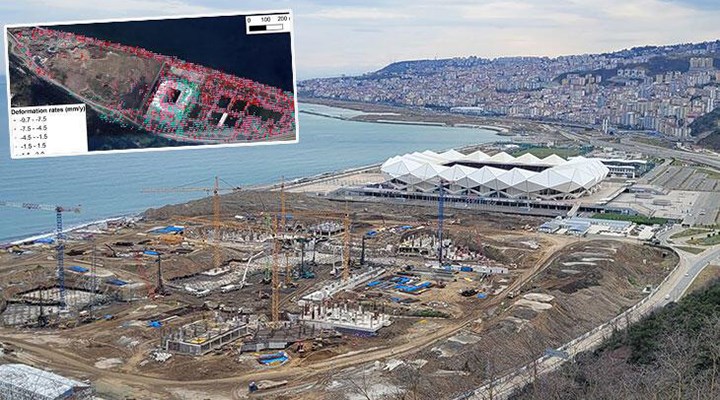 Trabzon'da deniz dolgusundaki çökme uydudan tespit edildi: Üzerine şehir hastanesi yapılıyor