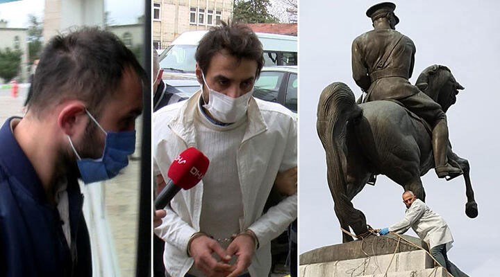 Atatürk Anıtı'na saldıran zanlılar hakkında 9'ar yıla kadar hapis cezası istendi