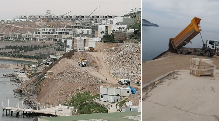 Bodrum'da inşaat firması, denize tonlarca hafriyat döktü: Akdeniz foklarının yaşam alanı