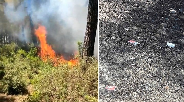 Antalya'da yangın çıkan alanda kibrit kutuları bulundu