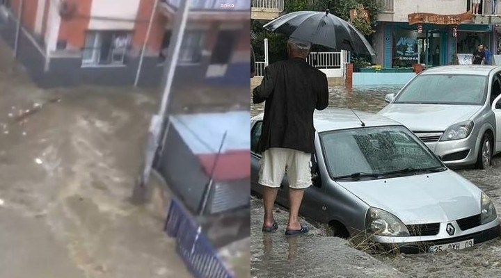 İzmir'de sağanak: İş yerlerini su bastı