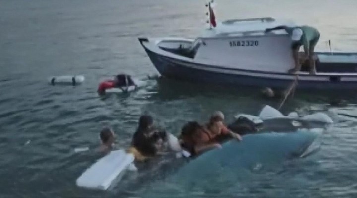 Beykoz’da 9 kişilik ailenin bindiği tekne alabora oldu