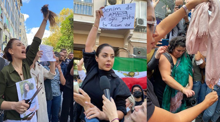İstanbul'da kadınlar Mahsa Amini için toplandı: Katili İran Molla rejimidir!