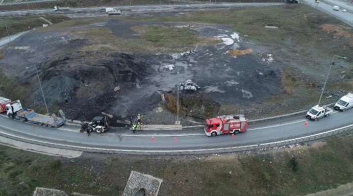 Kuzey Marmara Otoyolu'na yaklaşık 30 çuval kimyasal madde bırakıldı