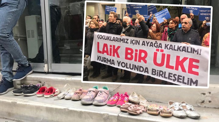 SOL Parti’den istismar skandalına protesto: Bakanlığın önüne çocuk ayakkabıları bıraktılar