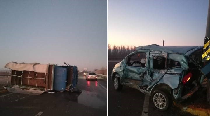 Hayvan yüklü kamyonet ile hafif ticari araç çarpıştı: 5 yaralı