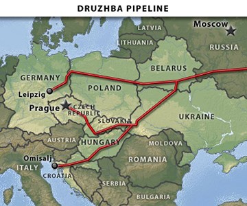 Druzhba petrol boru hattı üzerinden Rus petrolü Avrupa’ya gidiyor.