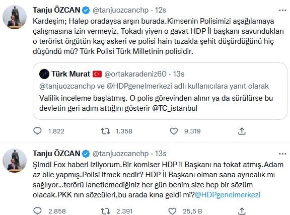 Tanju Özcan'ın twitter paylaşımı