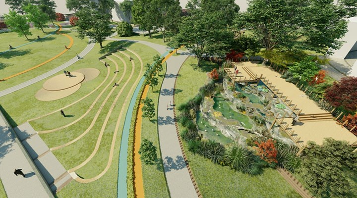 Kent Parkı’ın yerine yapılacak olan millet bahçesi projesinin görseli.