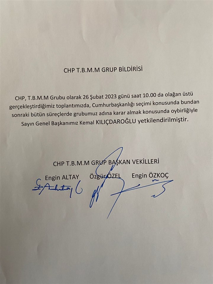 CHP'den Kılıçdaroğlu'na adaylık için tam yetki