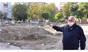 Depremde yıkılan Yağcıoğlu Sitesi B bloktaki çatlaklar boyayla kapatılmış