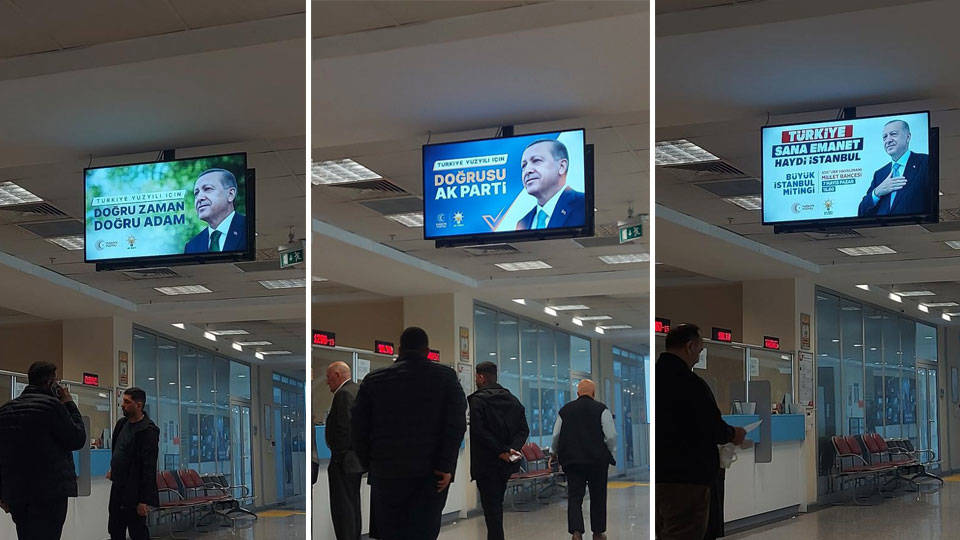 Belediye binası içinde AKP’nin seçim reklamı yayınlanıyor!