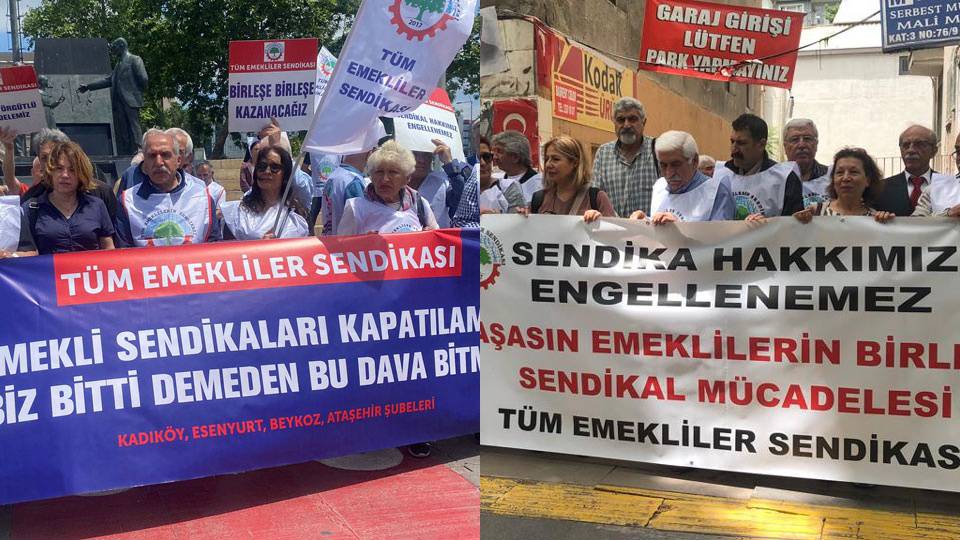 Emekliler, İstanbul ve Ankara'da 'sendika kapatma davasına' karşı eylem yaptı