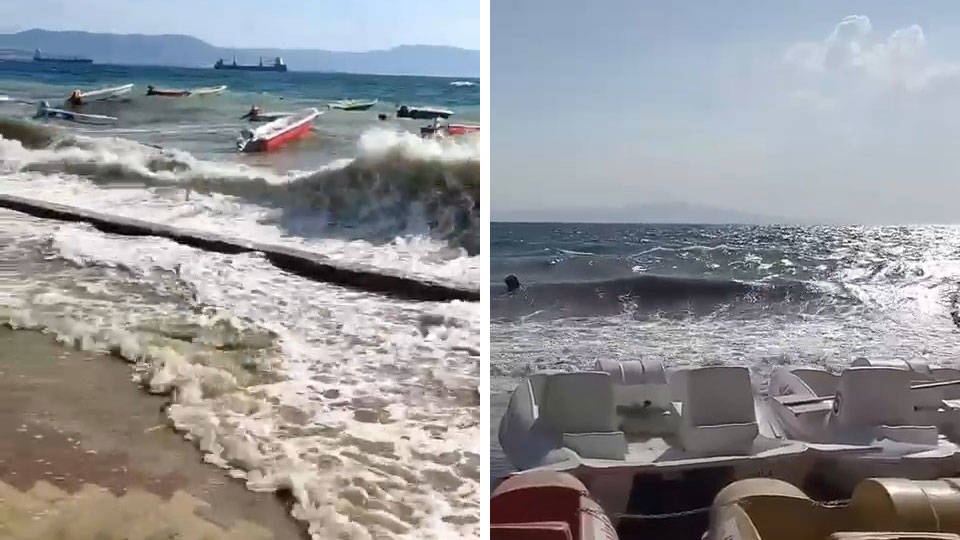 Bursa'da şiddetli rüzgar denizi taşırdı: Teknede yakalanan 2 kişi alabora oldu