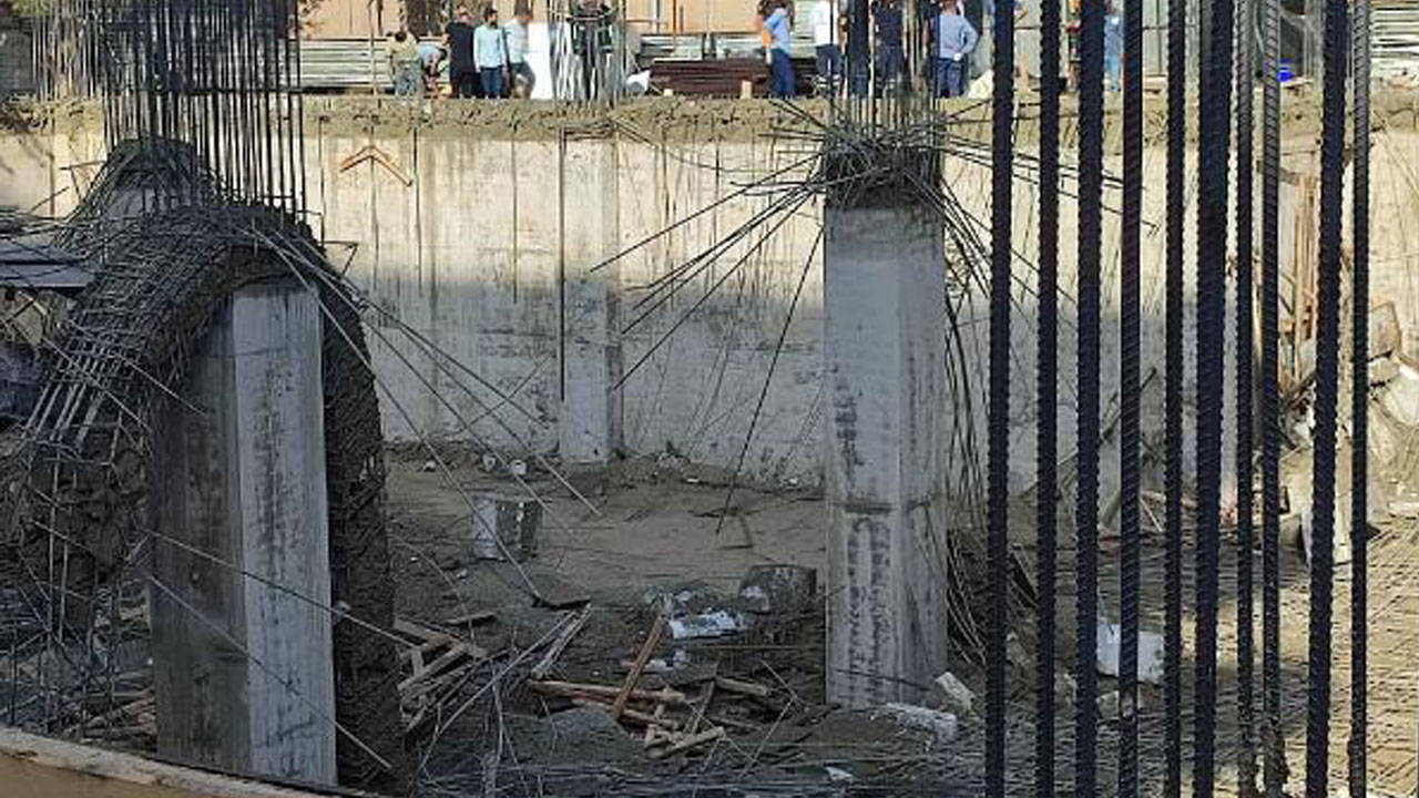 Mardin'de yapımı devam eden kütüphanenin tavanı çöktü: 4 yaralı