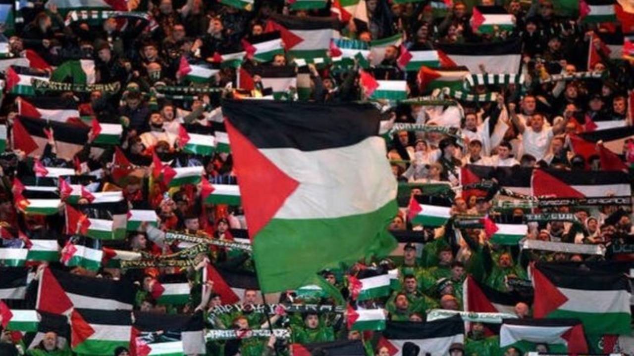 Celtic taraftarları, Şampiyonlar Ligi maçında Filistin bayrakları açtı