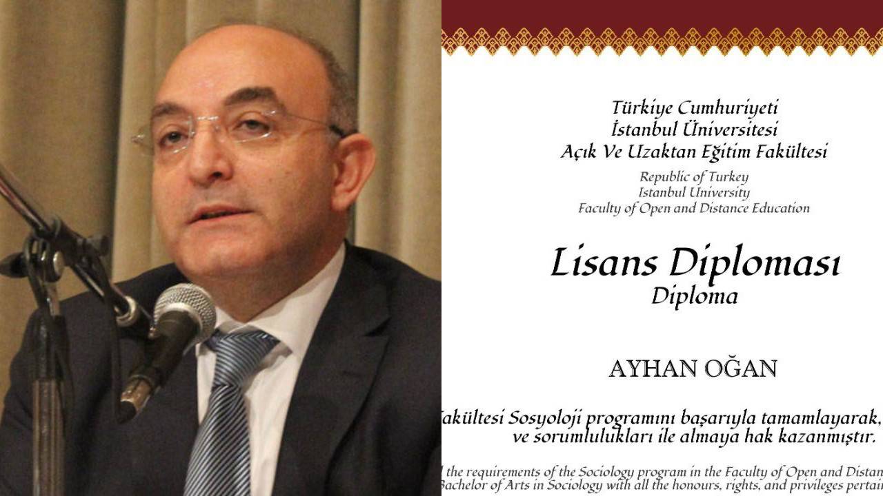 Açık Öğretim Sosyoloji diploması paylaşıp "Kamu hukukçusuyum" diyen Ayhan Oğan, alay konusu oldu