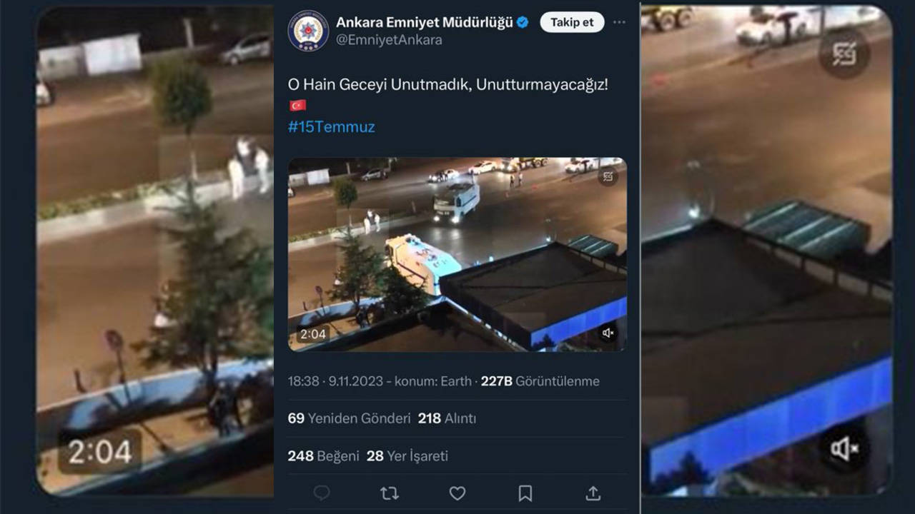 Ankara Emniyet Müdürlüğü, sildiği 15 Temmuz tweetini yeniden paylaştı