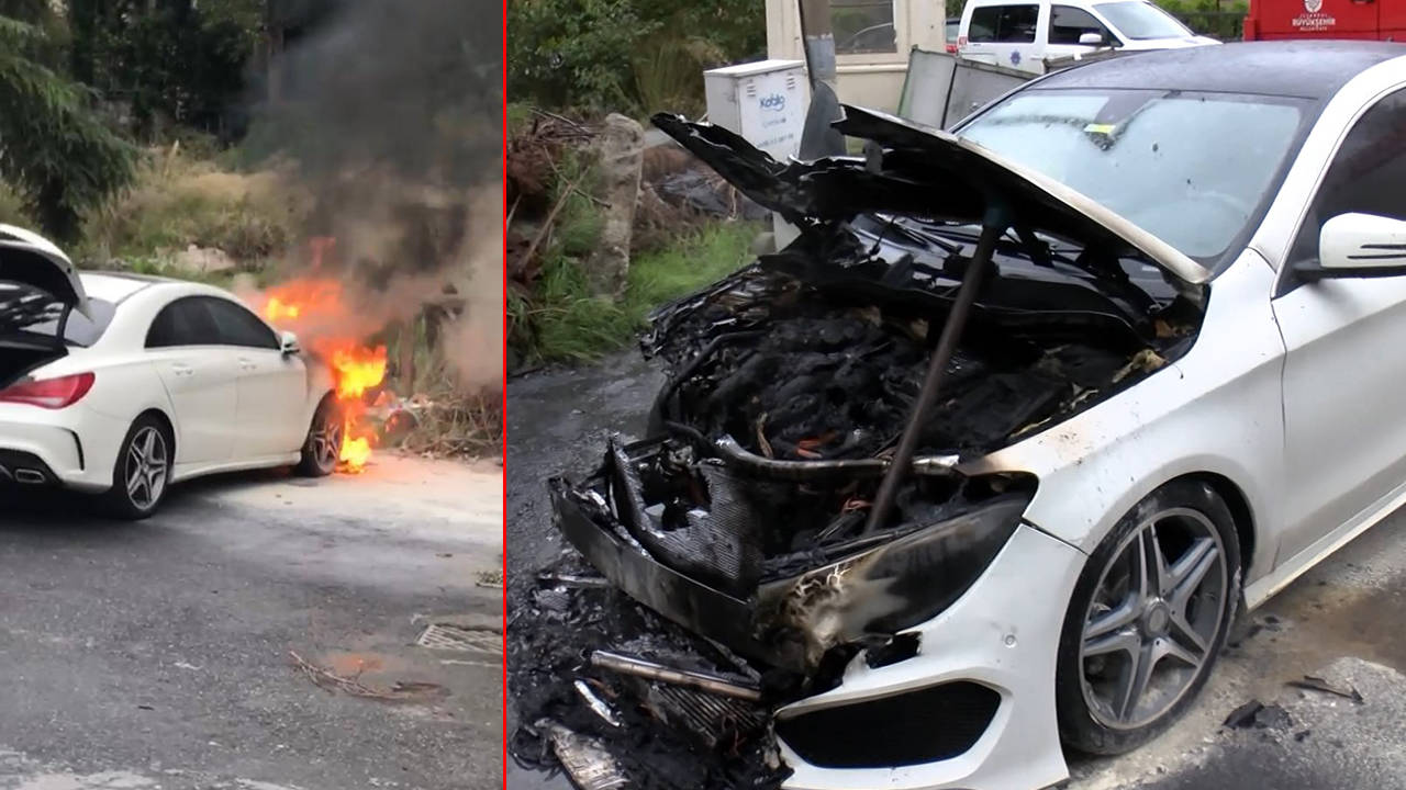 Bakırköy'de park halindeki otomobil yandı