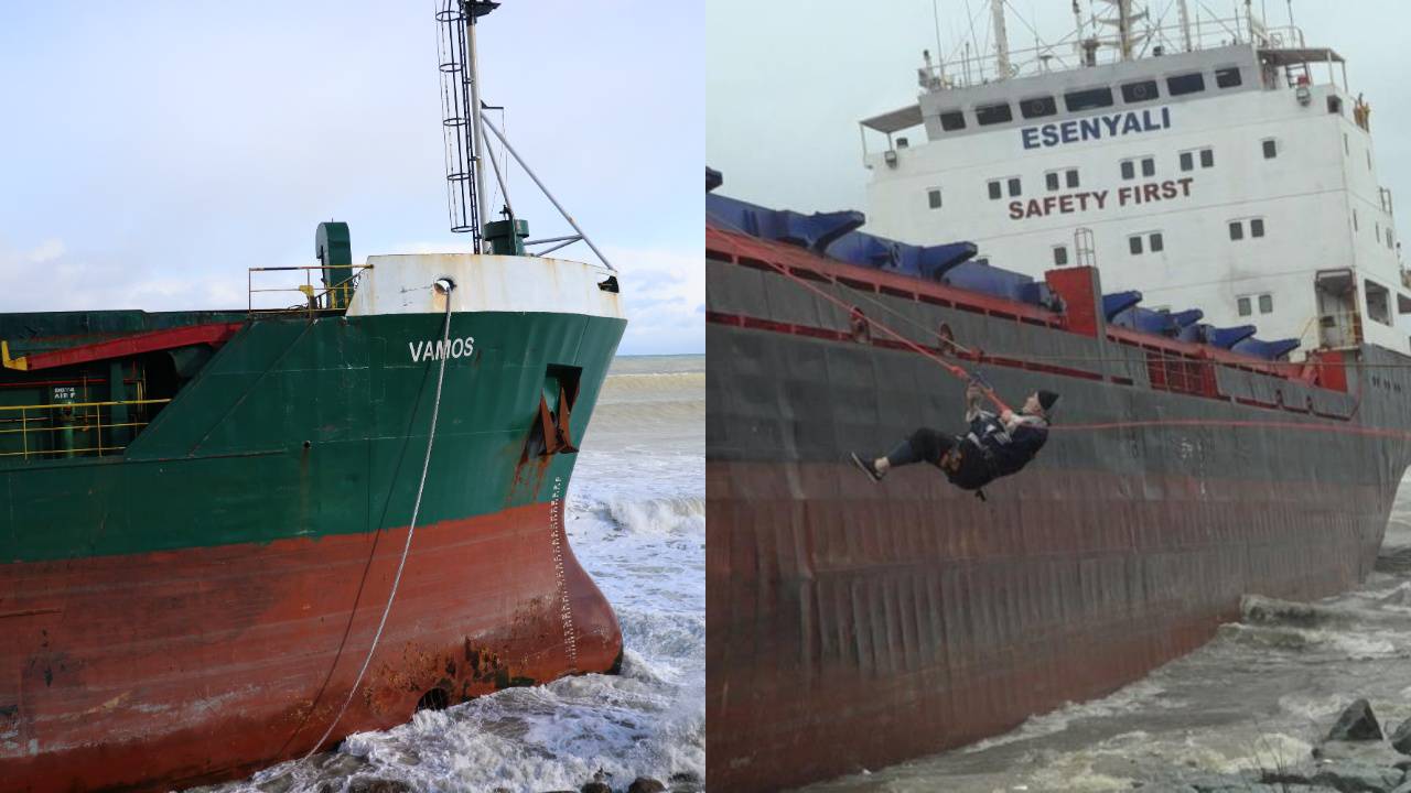 Karadeniz'de fırtına: Hopa ve İnebolu'da iki gemi karaya oturdu