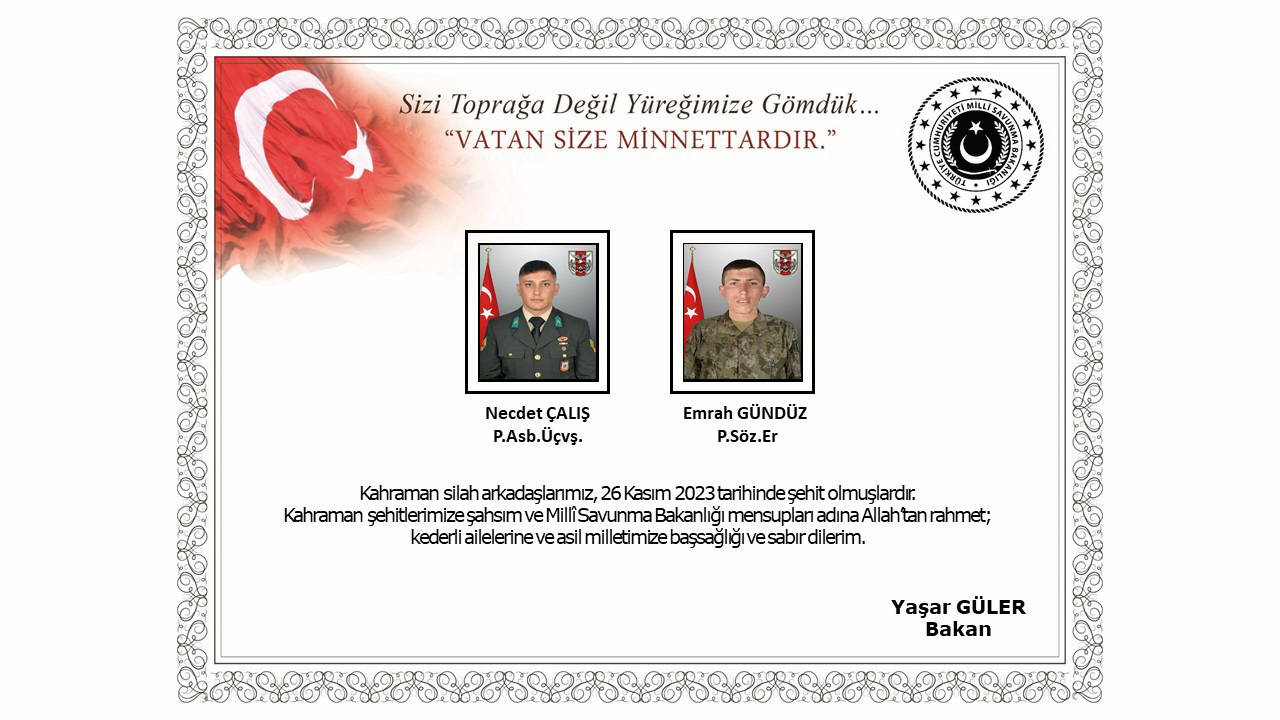 MSB, Pençe-Kilit bölgesindeki çatışmada 2 askerin yaşamını yitirdiğini duyurdu