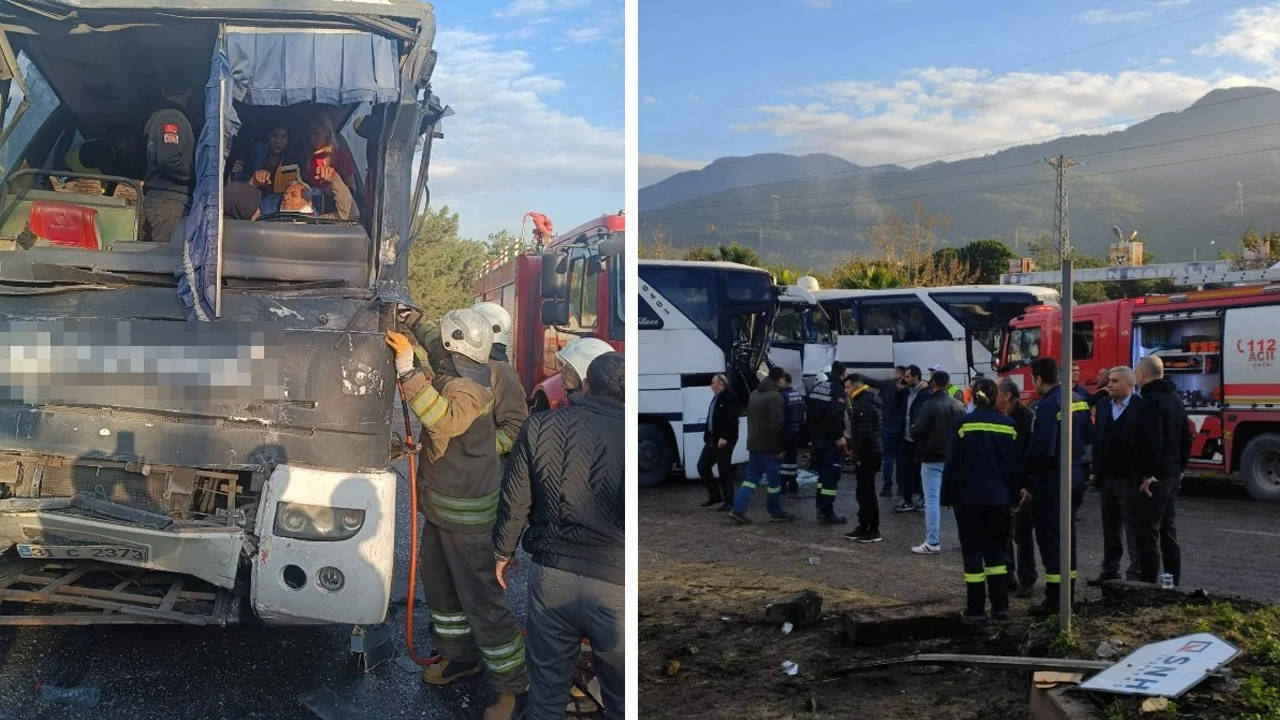 Hatay'da işçi servisi ile otobüs çarpıştı: 1'i ağır, 18 yaralı