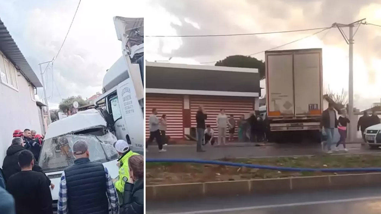 İzmir'de fabrika işçilerinin taşındığı servis minibüsü ile TIR çarpıştı: 3 ölü, 14 yaralı